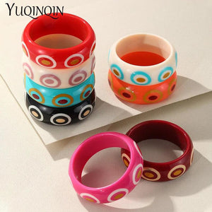 Vintage Colorful Resin Acrylic Cuff Bracelets For Women Bohemian Wide Bangles