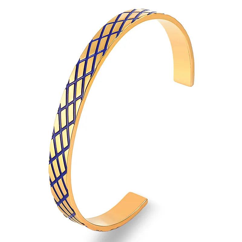 Summer Stainless Steel Mesh Enamel Cuff Bracelets Women Men Bangle