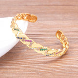 Copper Zircon Bracelet Plated Chain Open Cuff Bangle Jewelry