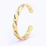 Copper Zircon Bracelet Plated Chain Open Cuff Bangle Jewelry