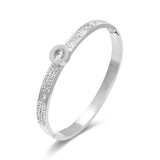 Round Crystal Watch Charms Bracelets for Women Stainless Steel Chain