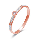 Round Crystal Watch Charms Bracelets for Women Stainless Steel Chain