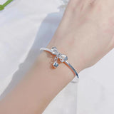 Bow Tie Bead Charm Bracelet Cuff Bangle Tibetan Silver Women's Jewelry SL104