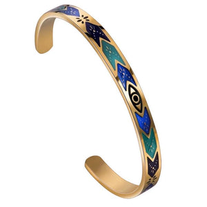 6mm Stainless Steel Evil Eye Cuff Bracelet for Women