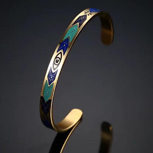 6mm Stainless Steel Evil Eye Cuff Bracelet for Women
