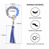 Silicone Beaded Bracelet Tassel Key Ring Wooden Bead Bracelet