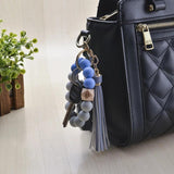 Silicone Beaded Bracelet Tassel Key Ring Wooden Bead Bracelet