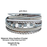 Janeyacy Bohemian Style Rhinestone Leather Bracelet