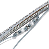Janeyacy Bohemian Style Rhinestone Leather Bracelet