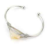 Raw Amethyst Crystal Gemstone Bracelet Wire Wrapped Quartz Bangle