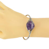 Raw Amethyst Crystal Gemstone Bracelet Wire Wrapped Quartz Bangle