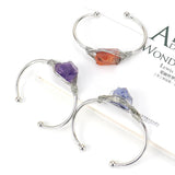 Raw Amethyst Crystal Gemstone Bracelet Wire Wrapped Quartz Bangle