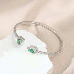 Minimalist Girls Bangle Faux Emerald Rhinestone Adults Decorative