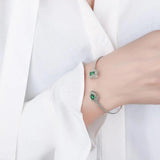 Minimalist Girls Bangle Faux Emerald Rhinestone Adults Decorative