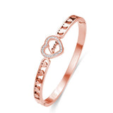 Crystal Heart Charms Cuff Love Bracelet Bangles Stainless Steel