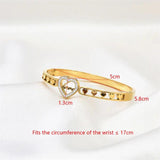 Crystal Heart Charms Cuff Love Bracelet Bangles Stainless Steel