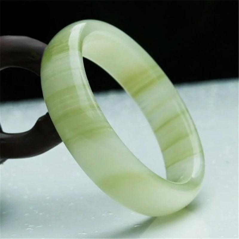 Green Jade Bracelet Bangle Chinese Charm Jewelry Hand-Carved