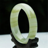 Green Jade Bracelet Bangle Chinese Charm Jewelry Hand-Carved