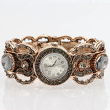 Vintage Gray Crystal Bangle Watch Women Cuff Bracelet Wedding Bijoux