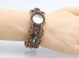 Vintage Gray Crystal Bangle Watch Women Cuff Bracelet Wedding Bijoux