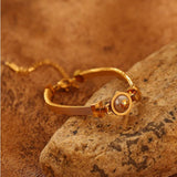 18k Plated Steel Pearl Charm Bangle Bracelet for Women
