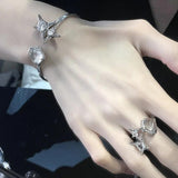 Kpop Star Opal Rings Bracelet Set Y2K Geometric Jewelry