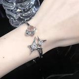 Kpop Star Opal Rings Bracelet Set Y2K Geometric Jewelry