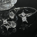 Kpop Star Opal Rings Bracelet Set Y2K Geometric Jewelry