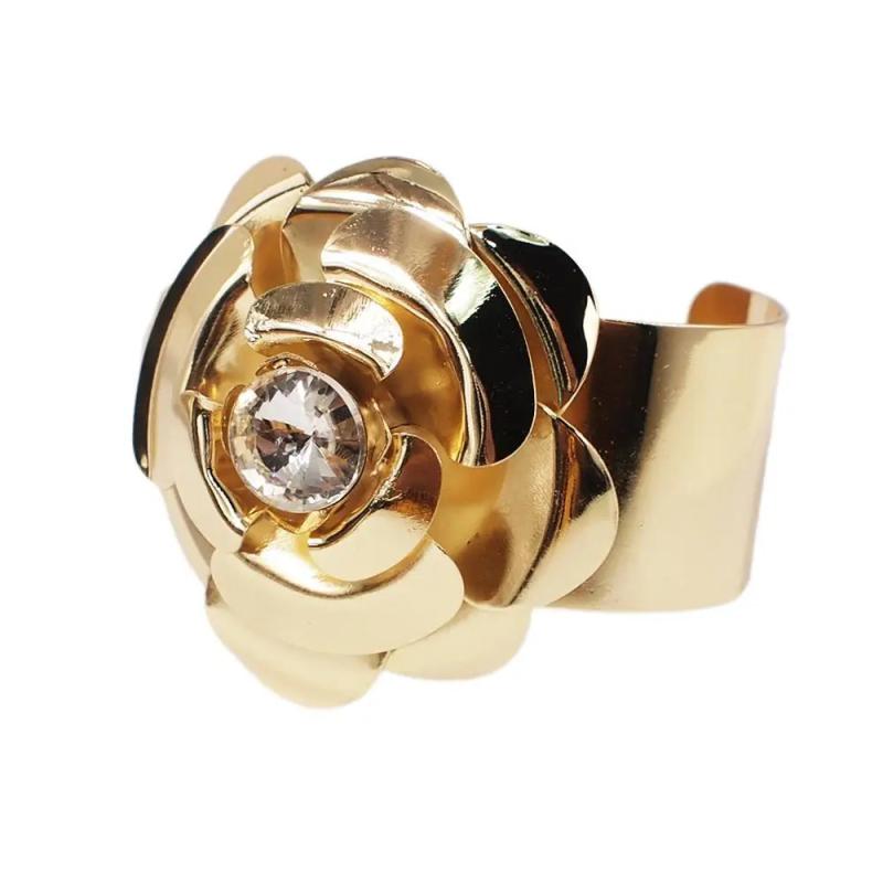 Alloy Roses Flowers Cuff Bangles For Women