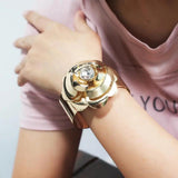 Alloy Roses Flowers Cuff Bangles For Women