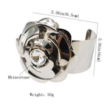 Alloy Roses Flowers Cuff Bangles For Women