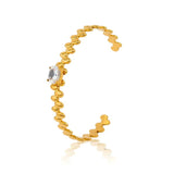 Adjustable Cuff Bangle for Women Zircon Stainless Steel Bracelet