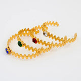 Adjustable Cuff Bangle for Women Zircon Stainless Steel Bracelet