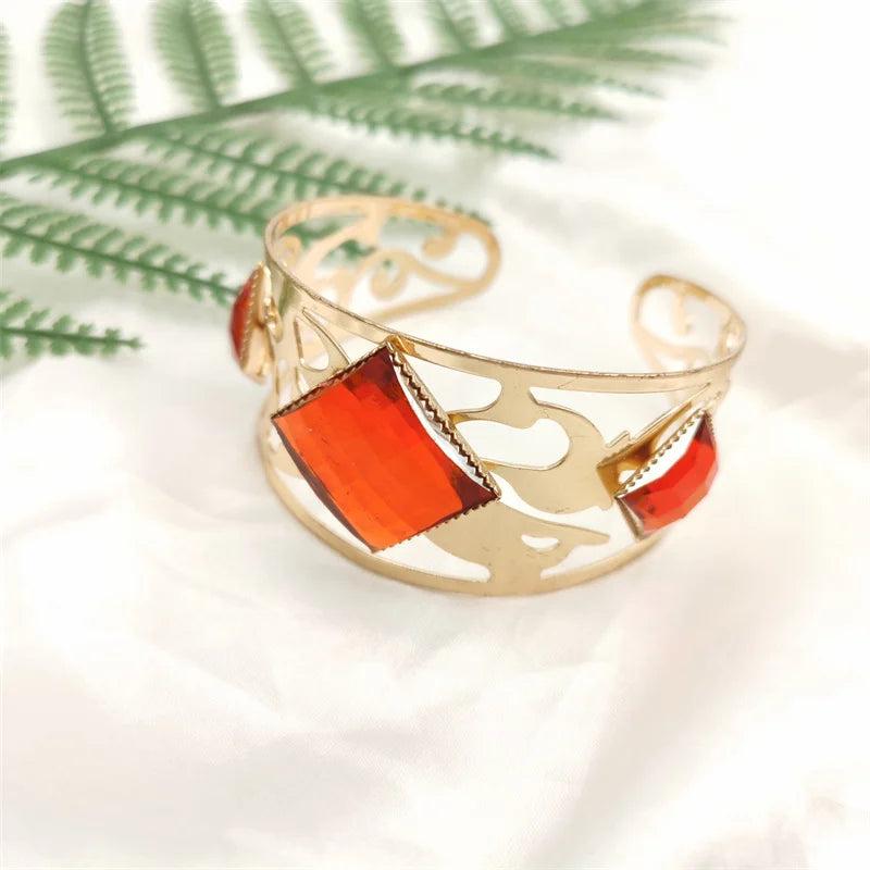 Gothic Hollow Ruby Gold-plated Women Bracelet