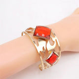 Gothic Hollow Ruby Gold-plated Women Bracelet