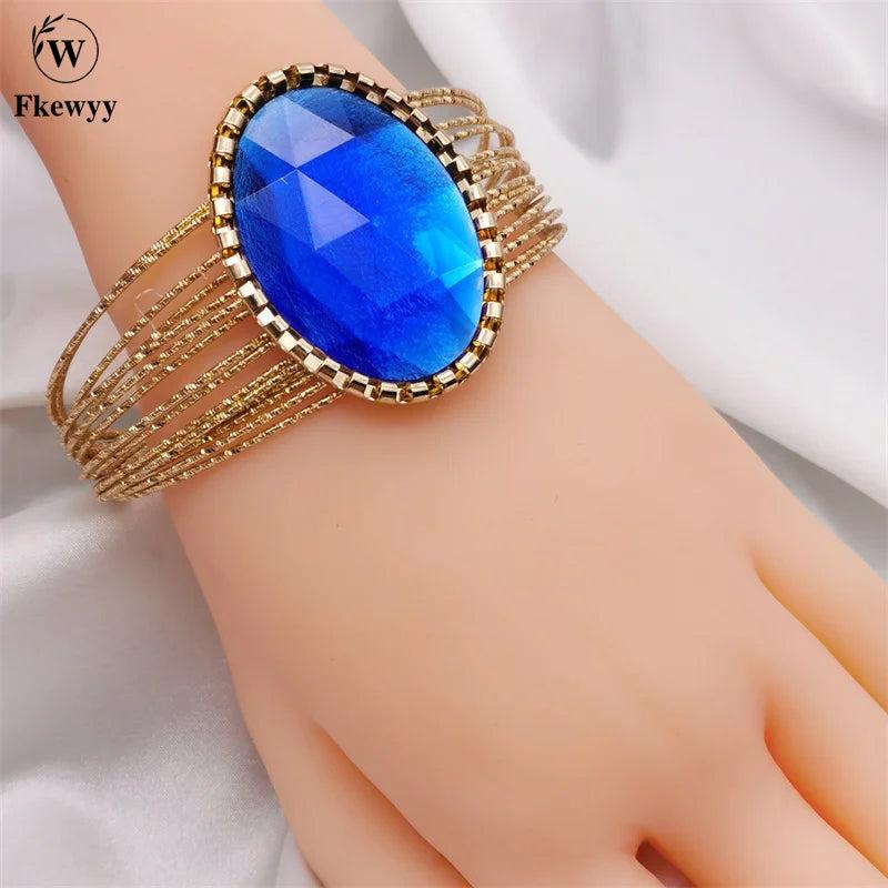 Bohemia Gem Cuffs Bracelet Charm Vintage Jewelry for Women