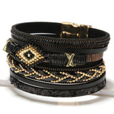 Boho Eye Bead Charm Bracelet Hand-woven Bangle