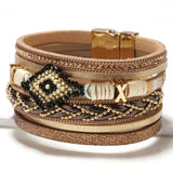 Boho Eye Bead Charm Bracelet Hand-woven Bangle