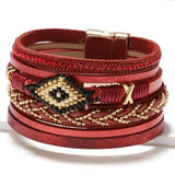 Boho Eye Bead Charm Bracelet Hand-woven Bangle