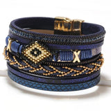 Boho Eye Bead Charm Bracelet Hand-woven Bangle