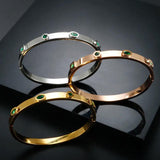 Vintage Crystal Bangles for Women, Stainless Steel Charm Bracelet
