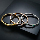 Vintage Crystal Bangles for Women, Stainless Steel Charm Bracelet