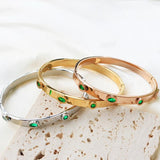 Vintage Crystal Bangles for Women, Stainless Steel Charm Bracelet