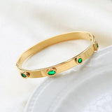Vintage Crystal Bangles for Women, Stainless Steel Charm Bracelet
