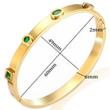 Vintage Crystal Bangles for Women, Stainless Steel Charm Bracelet