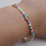 Women's Wave Oil Drop Zircon Cuff Bracelet