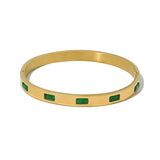 Green Cubic Zirconia Stainless Steel Bangle Bracelet