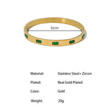 Green Cubic Zirconia Stainless Steel Bangle Bracelet
