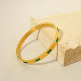 Green Cubic Zirconia Stainless Steel Bangle Bracelet