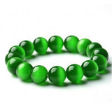 Green Jade Bracelet Round Stone Beads Elastic Bangle Jewelry